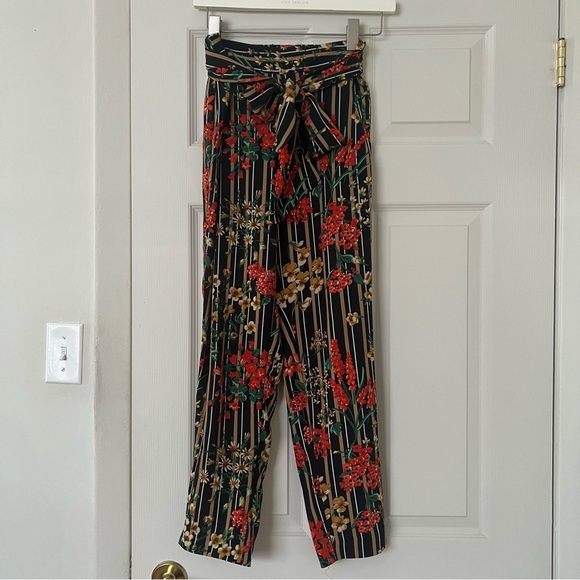 Zara Multicolor Floral Striped Pants XS - Picture 1 of 9